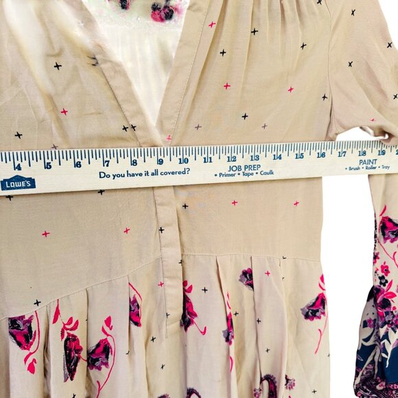 Free People Women's Size XSmall Tan and Burgundy Dress. - Picture 10 of 11
